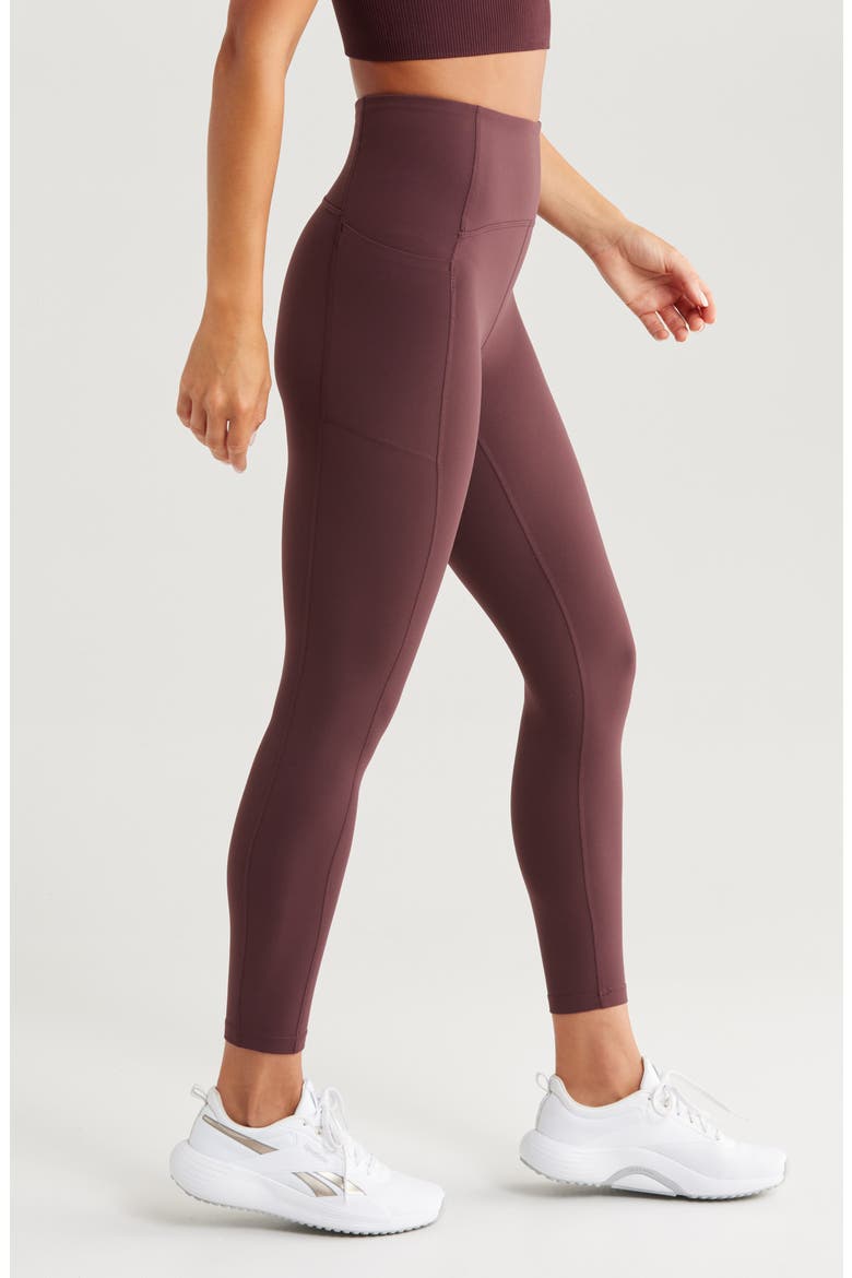 Studio Luxe High Waist Pocket 7/8 Leggings, Alternate, color, BURGUNDY FUDGE