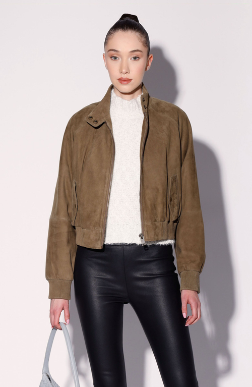 Walter Baker Bowie Suede Bomber Jacket In Brown