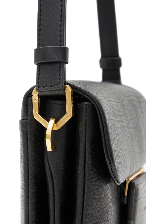 Allsaints Jupiter Grain Leather Crossbody Bag In Black