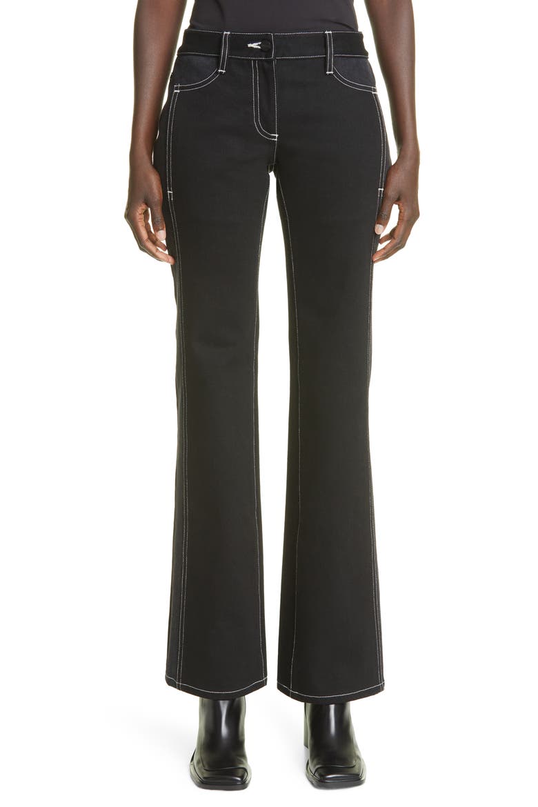 Spliced Low Rise Bootcut Jeans, Main, color, BLACK