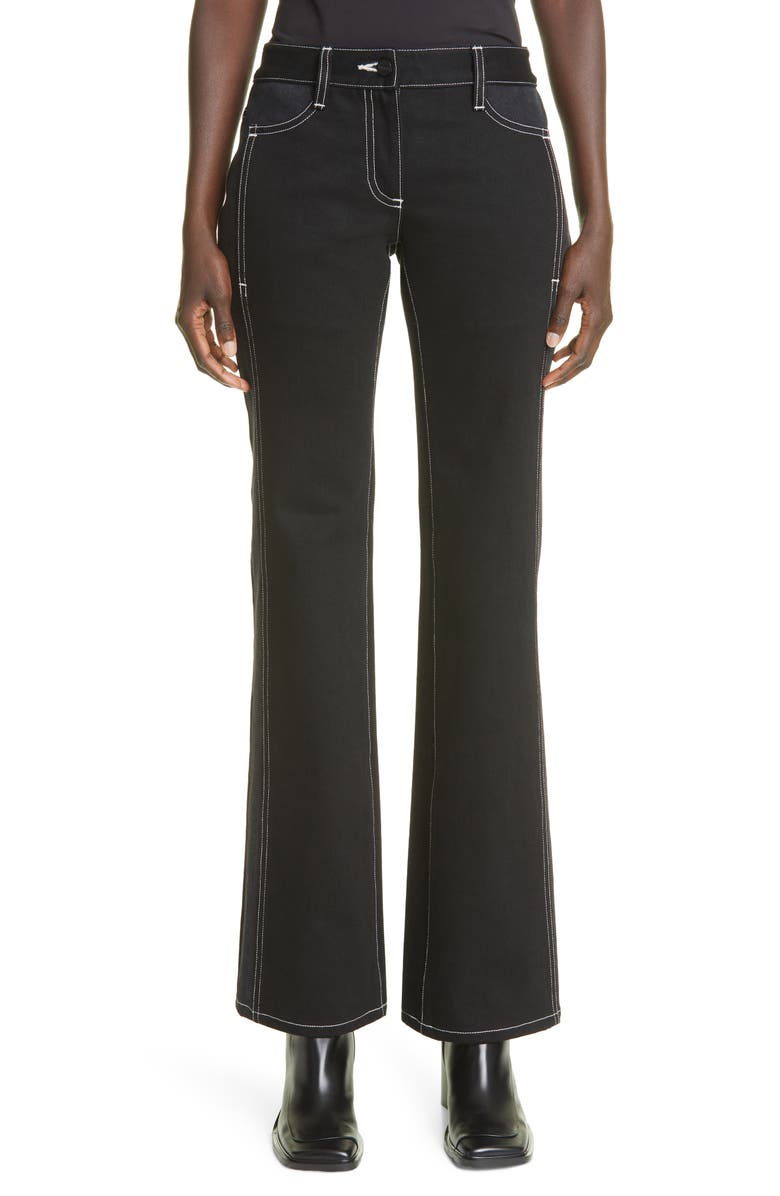 Dion Lee Spliced Low Rise Bootcut Jeans, Main, color,
