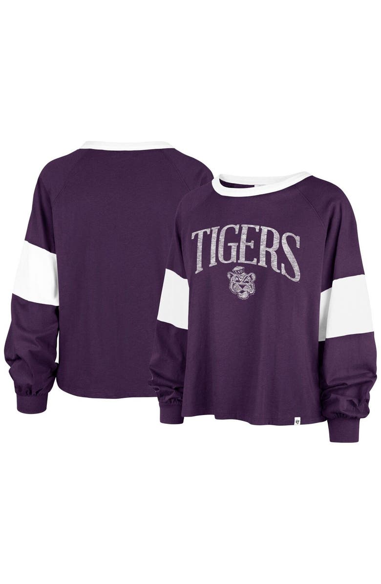 '47 Women's '47  Purple LSU Tigers Upside Rhea Raglan Long Sleeve T-Shirt, Main, color, 