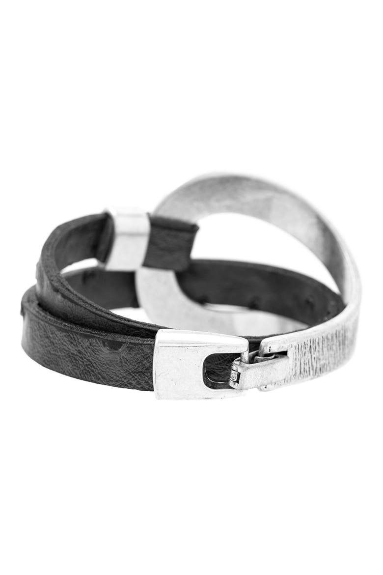 Hammered Double Wrap Leather Bracelet, Alternate, color, DARK GREY