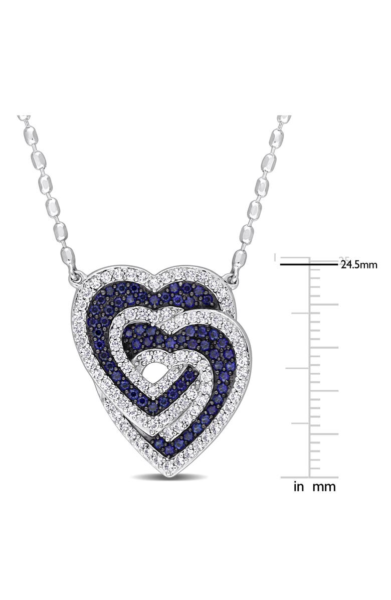 DELMAR Sterling Silver Lab Created White & Blue Sapphire Heart Pendant Necklace, Alternate, color, 