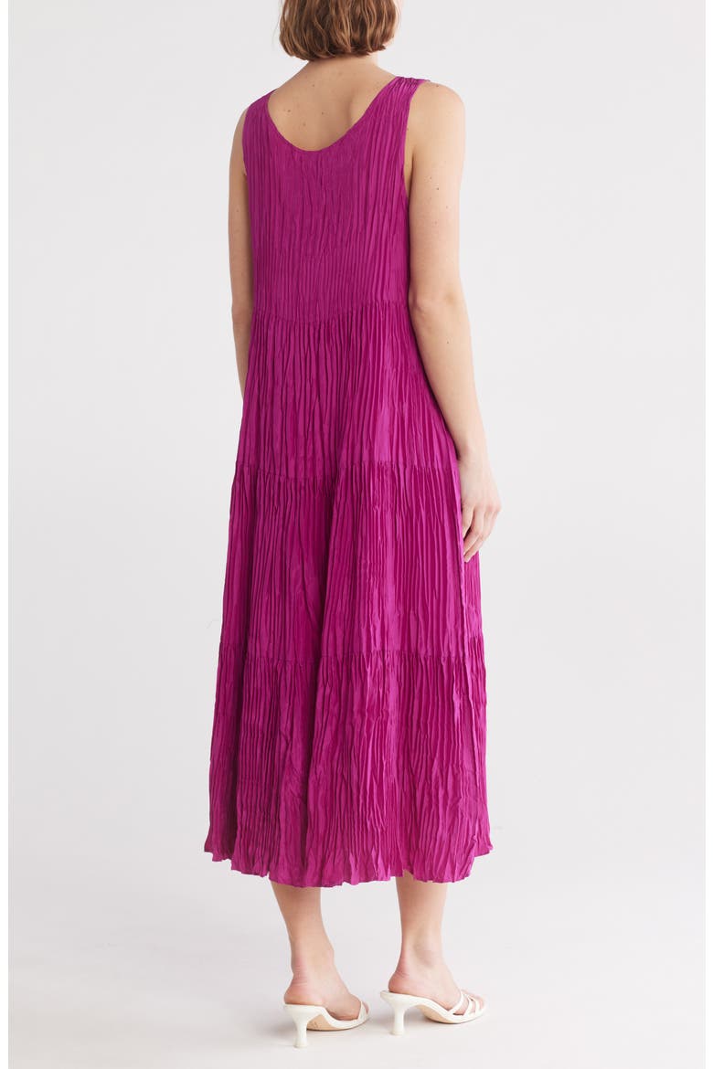 Sleeveless Tiered Silk Maxi Dress, Alternate, color, CERISE