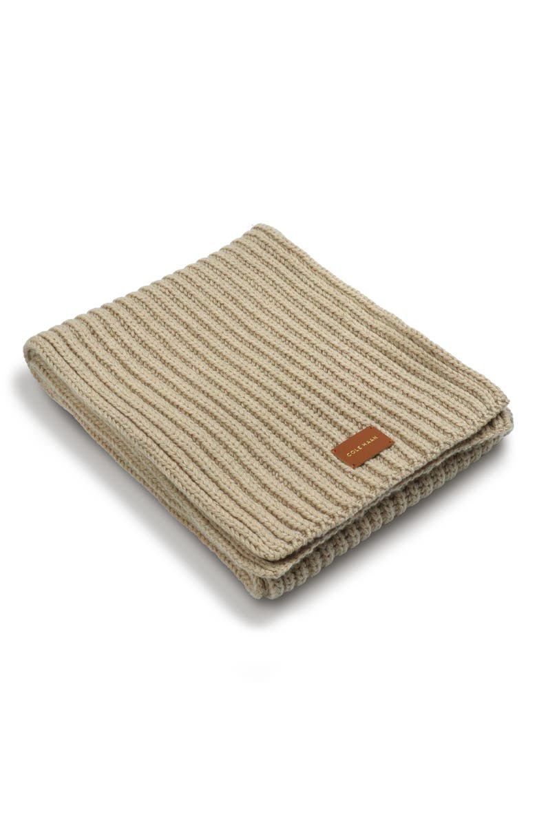 Cole Haan Chunky Knit Scarf, Alternate, color, Light Sesame