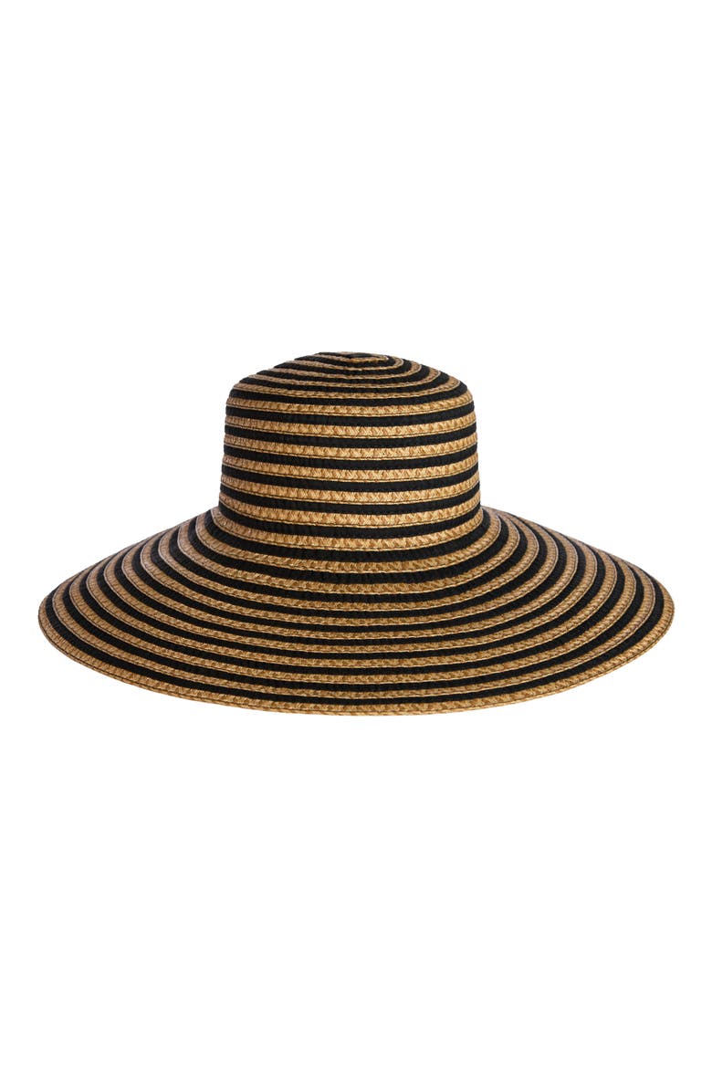 Margot Packable Straw Hat, Main, color, BLACK MIX