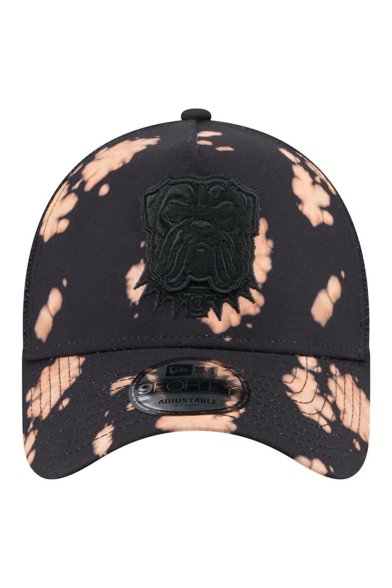 Men's New Era Black Cleveland Browns Bleached A-Frame 9FORTY Trucker Adjustable Hat, Alternate, color, Black