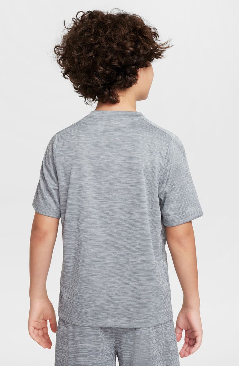 Nike Kids' Heathered Dri-FIT Swoosh Graphic T-Shirt, Alternate, color, Smoke Grey/ Photon Dust/ White