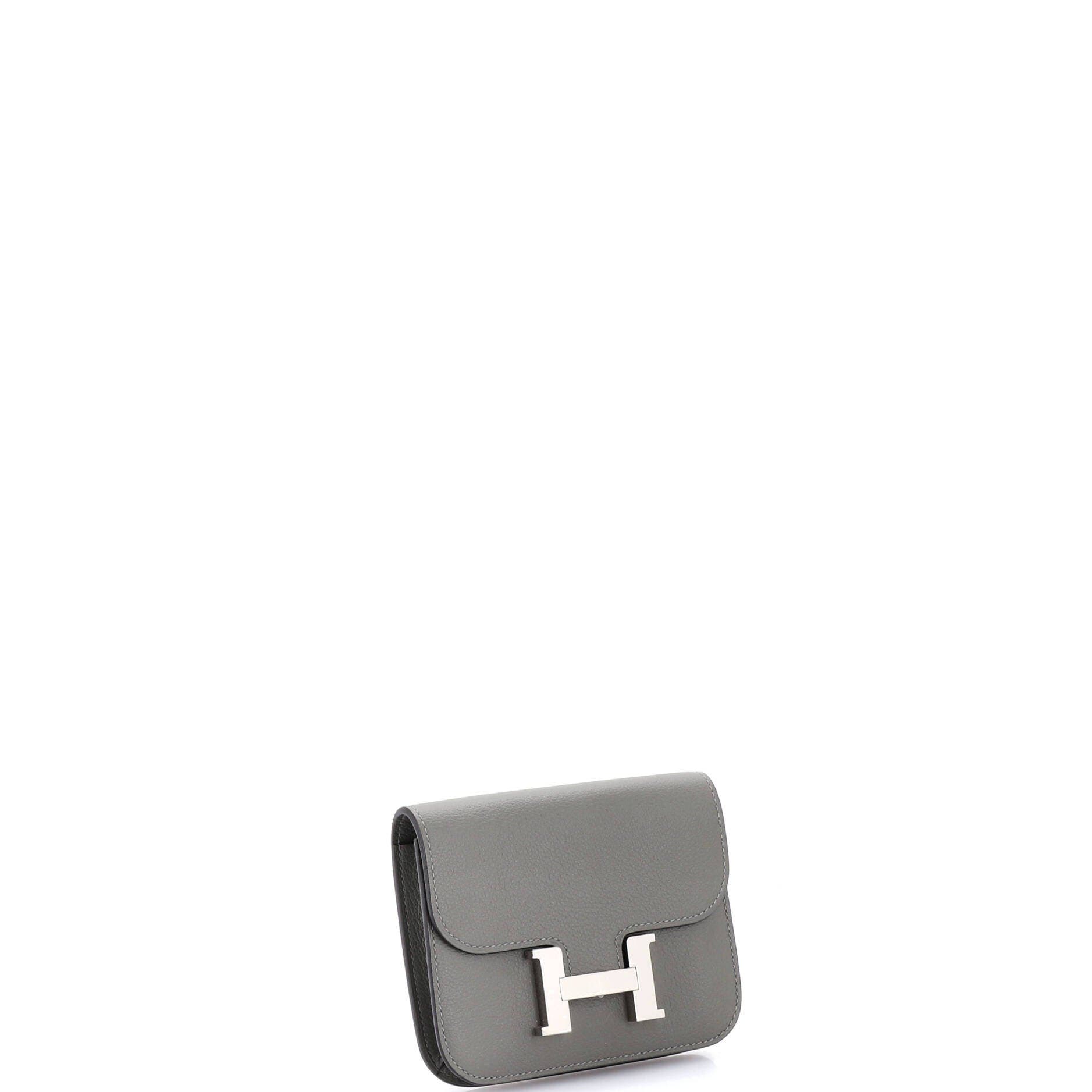 Pre-Owned Hermes Constance Slim Wallet Evercolor, Alternate, color, Gris Asphalte