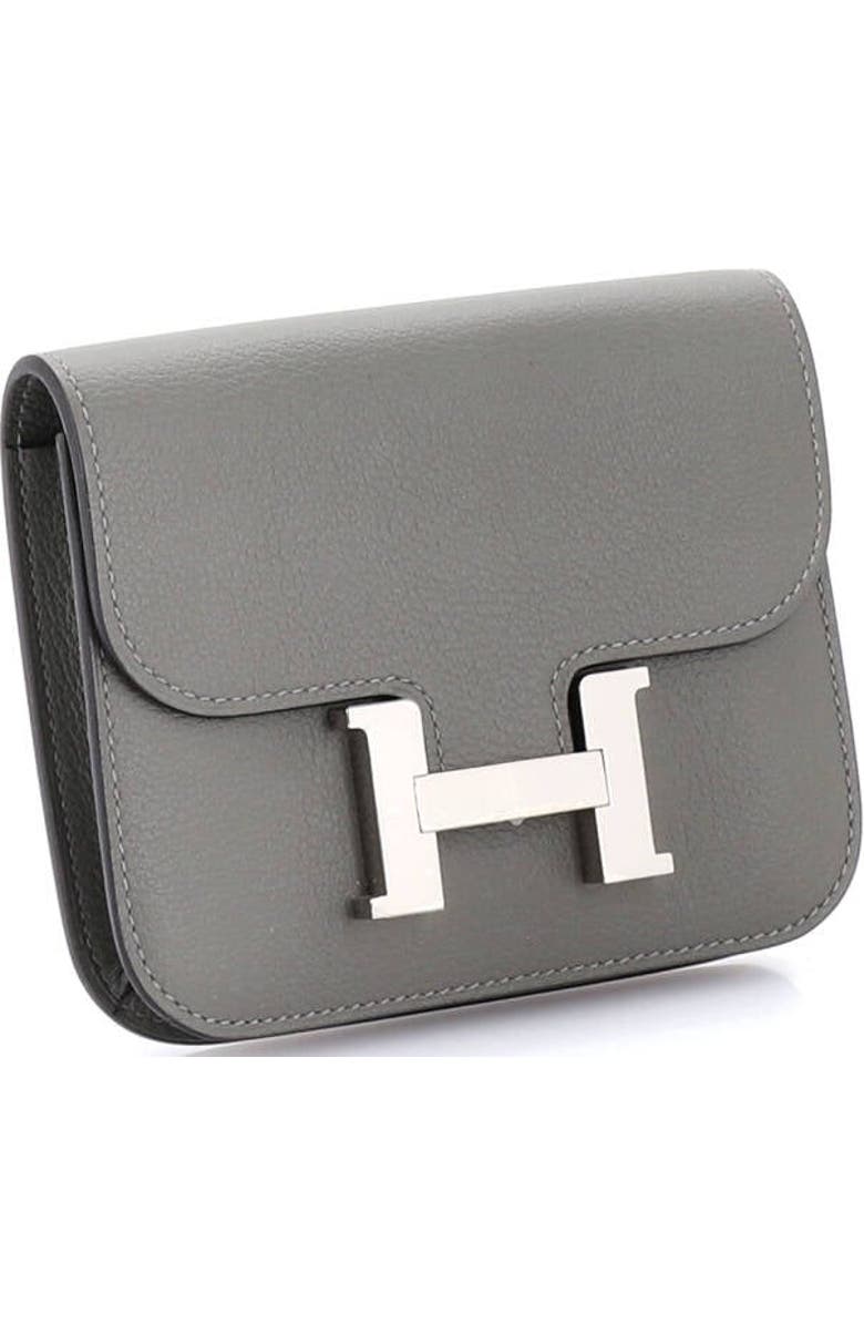 Pre-Owned Hermes Constance Slim Wallet Evercolor, Alternate, color, Gris Asphalte