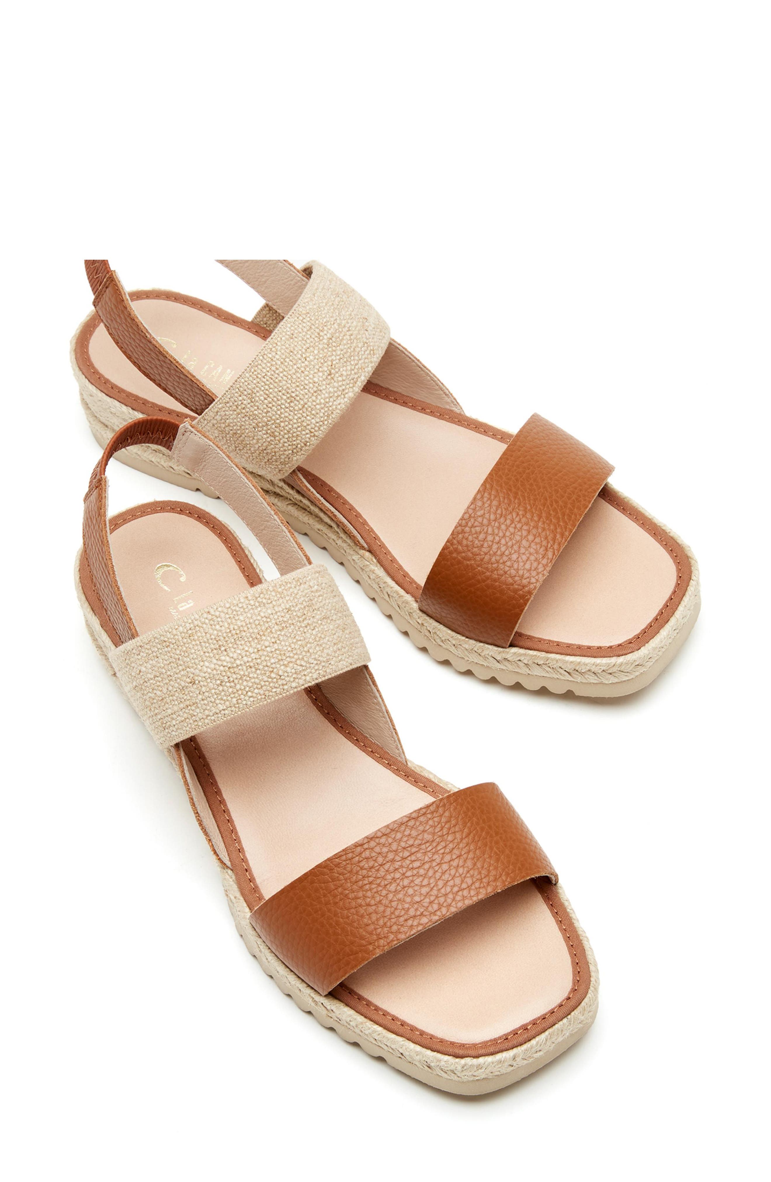 La Canadienne Rowena City Dry<sup>™</sup> Waterproof Espadrille Sandal, Alternate, color, Cognac Pebble