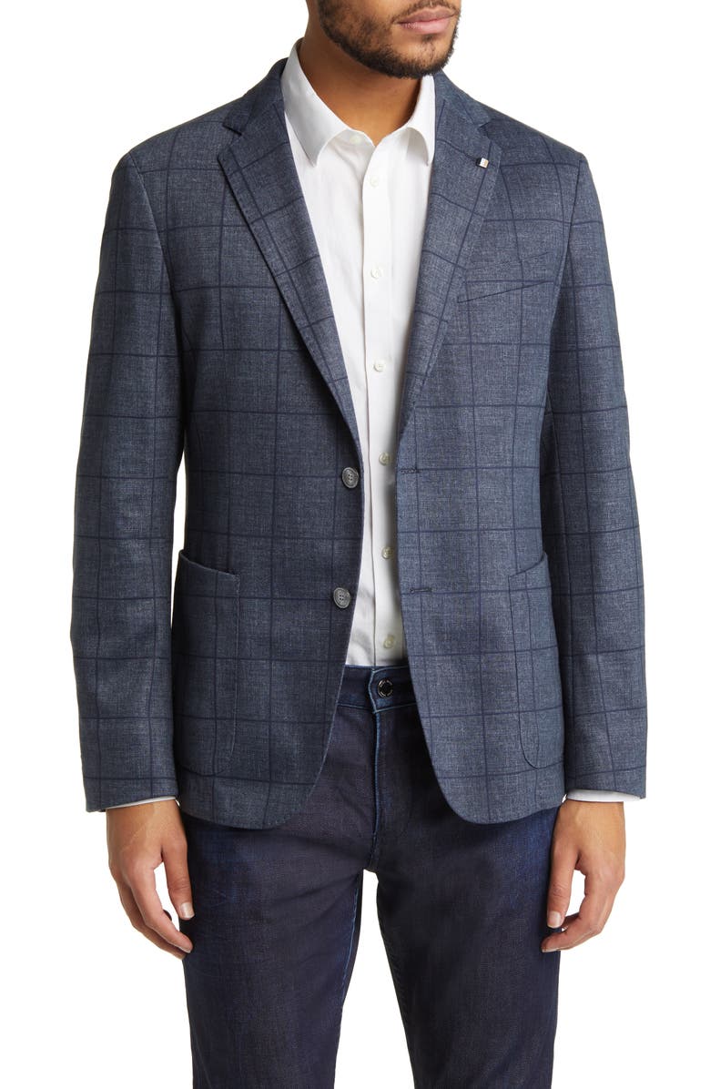 BOSS Hanry Slim Fit Windowpane Plaid Sport Coat, Main, color, 