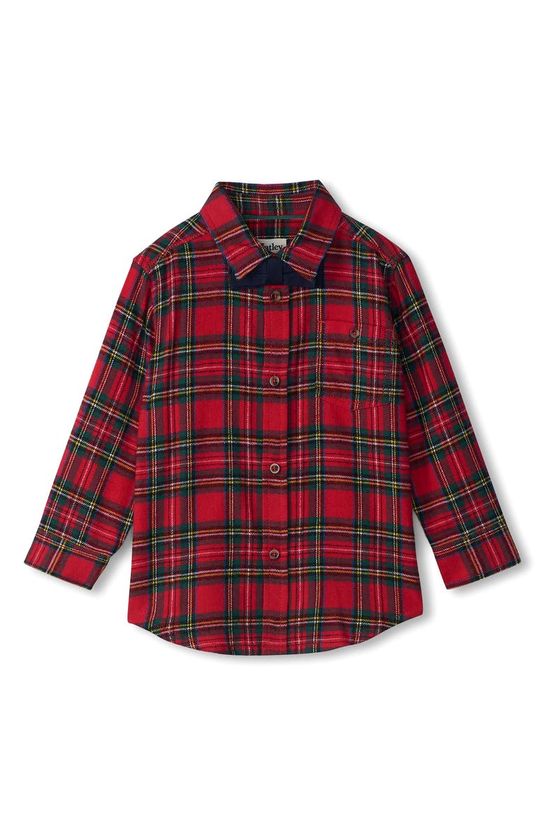 Hatley Kids' Plaid Flannel Button-Up Shirt with Bow Tie, Main, color, 