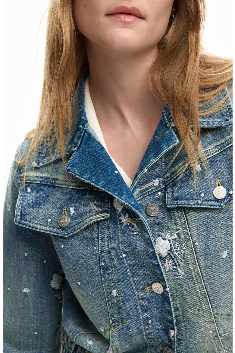 Embroidered Denim Trucker Jacket, Alternate, color, MEDIUM BLUE