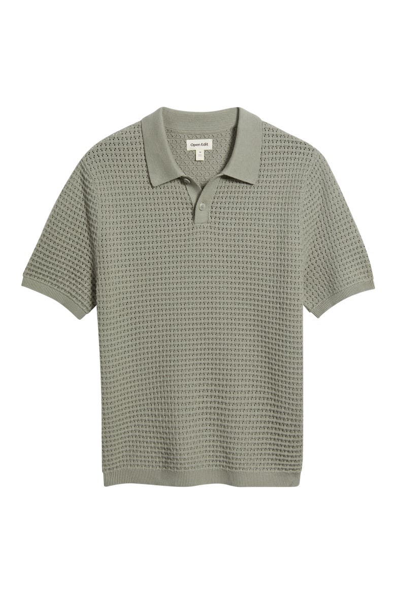 Texture Knit Polo Top, Alternate, color, GREEN CHAPARRAL