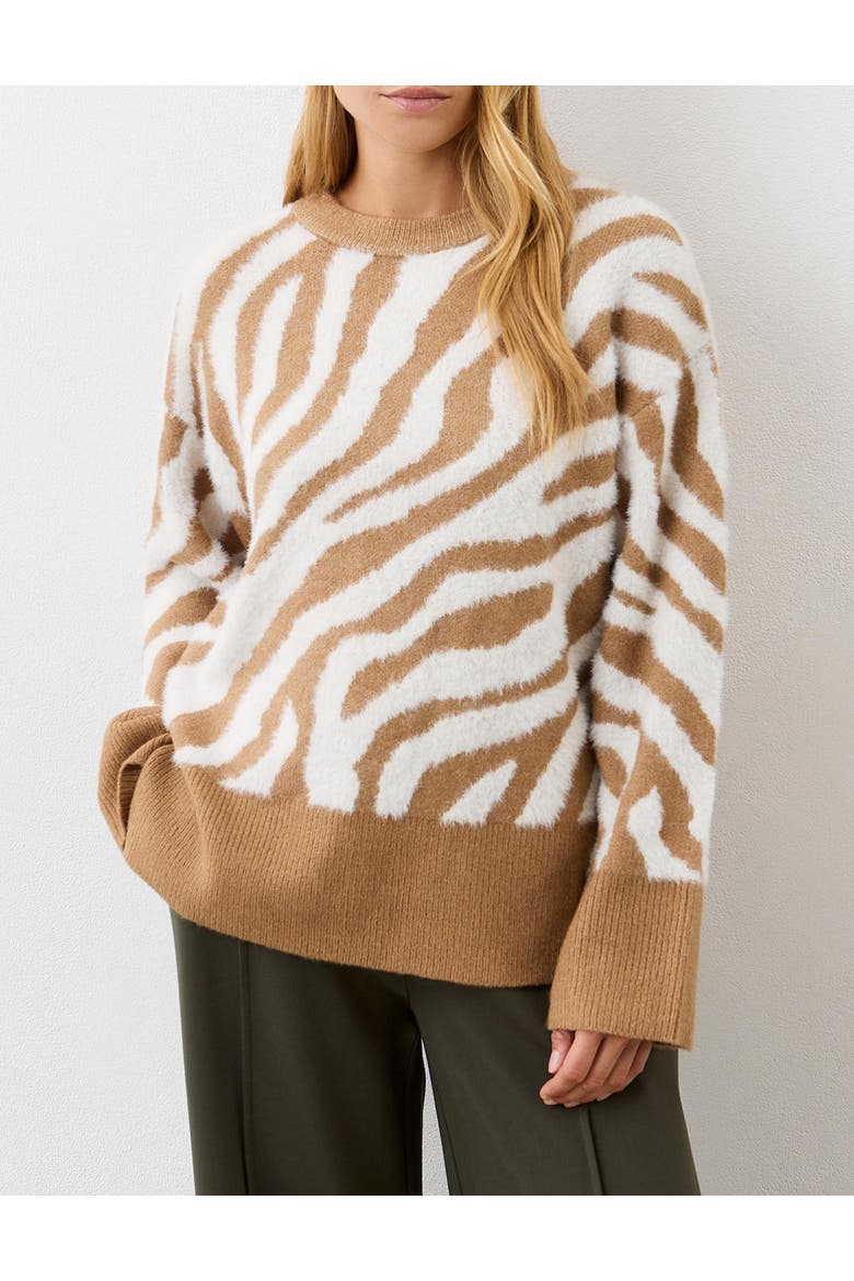 Tully Animal Print Knitted Sweater, Alternate, color, Tan Zebra