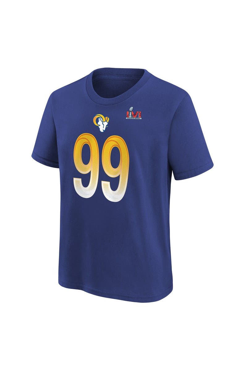 Nike Youth Nike Aaron Donald Royal Los Angeles Rams Super Bowl LVI Name & Number T-Shirt, Alternate, color,