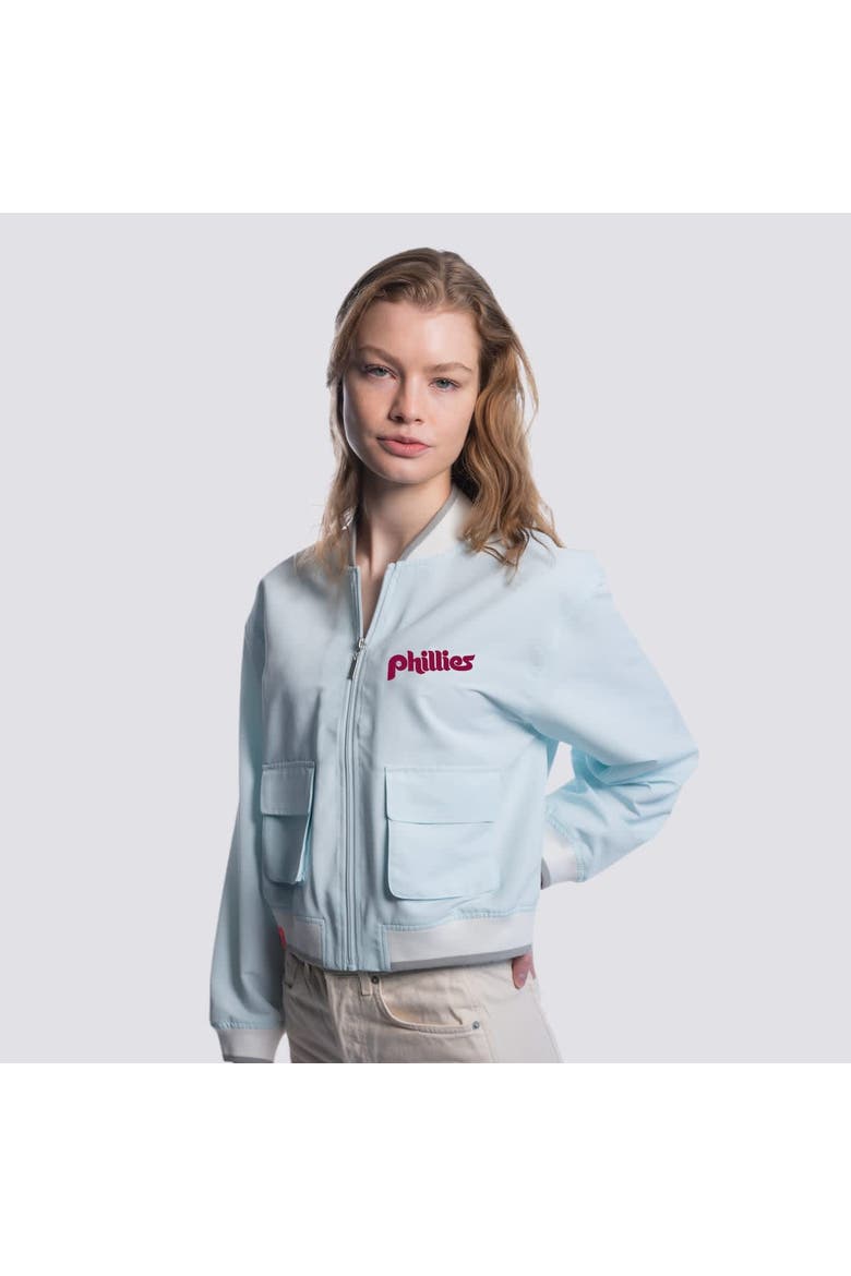 Women's Lusso  Light Blue Philadelphia Phillies Paisley Cropped Full-Zip Jacket, Alternate, color, Light Blue