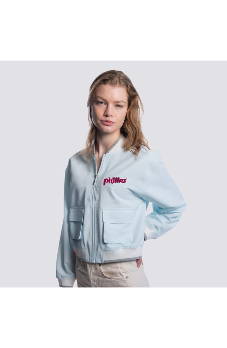LUSSO Women's Lusso Light Blue Philadelphia Phillies Paisley Cropped Full-Zip Jacket, Alternate, color, Light Blue
