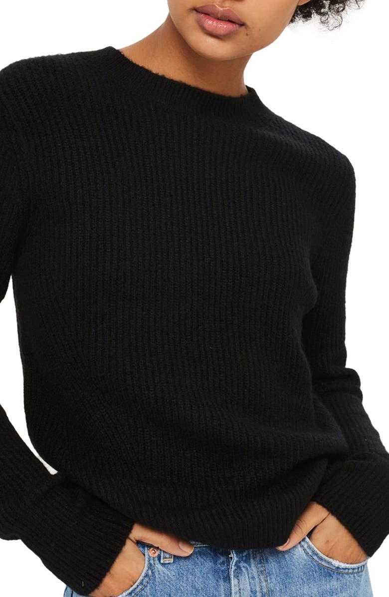 Topshop Ribbed Crewneck Sweater, Main, color, 