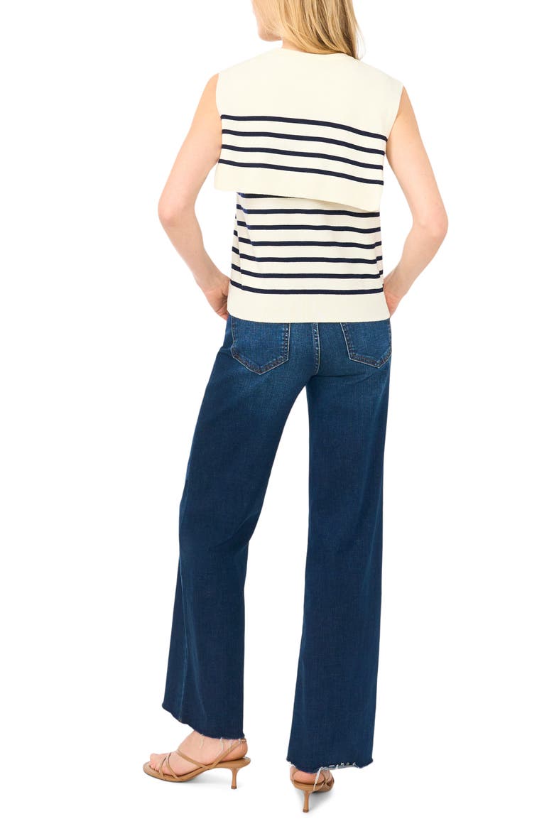 Stripe Front Tie Sleeveless Sweater, Alternate, color, NEW IVORY