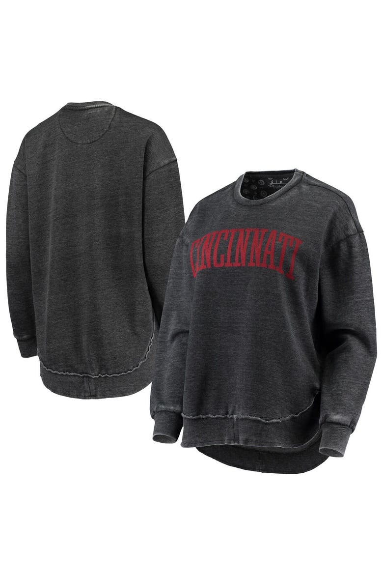 Women's Pressbox Black Cincinnati Bearcats Vintage Wash Pullover Sweatshirt, Main, color, Black