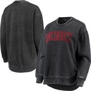 PRESSBOX Women's Pressbox Black Cincinnati Bearcats Vintage Wash Pullover Sweatshirt