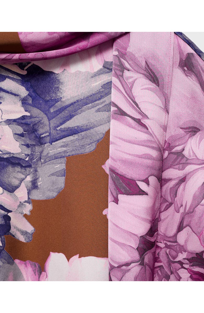 MANGO Floral Print Scarf Top, Alternate, color, Purple