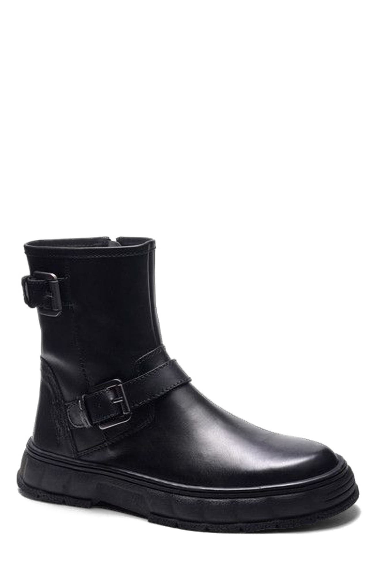 A. Veer Ranger Biker Boot, Alternate, color, Black Nubuck