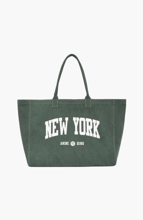 ANINE BING Leo Canvas New York University Tote in Cilantro at Nordstrom
