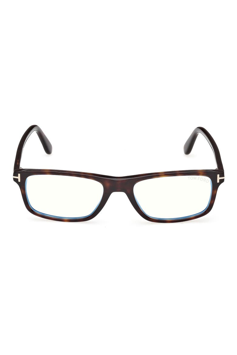 53mm Rectangular Blue Light Blocking Glasses, Main, color, CLASSIC DARK HAVANA / T LOGO