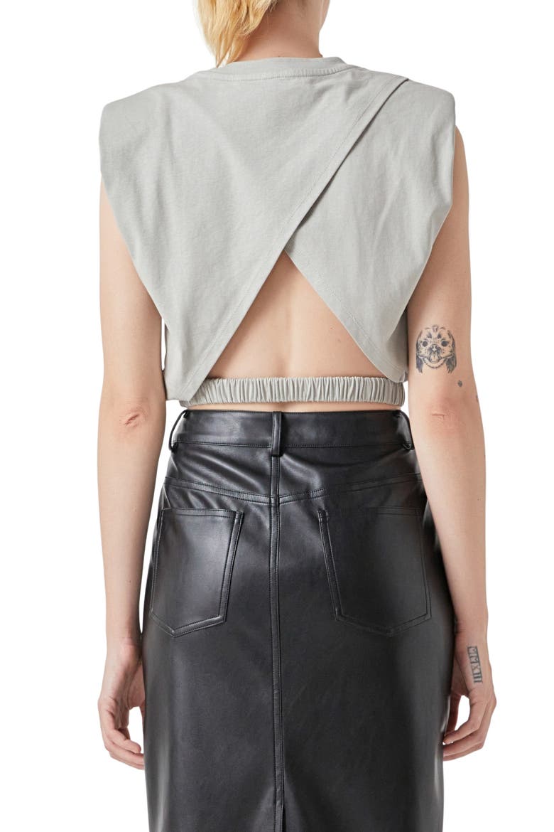 Open Back Crop T-Shirt, Alternate, color, GREY