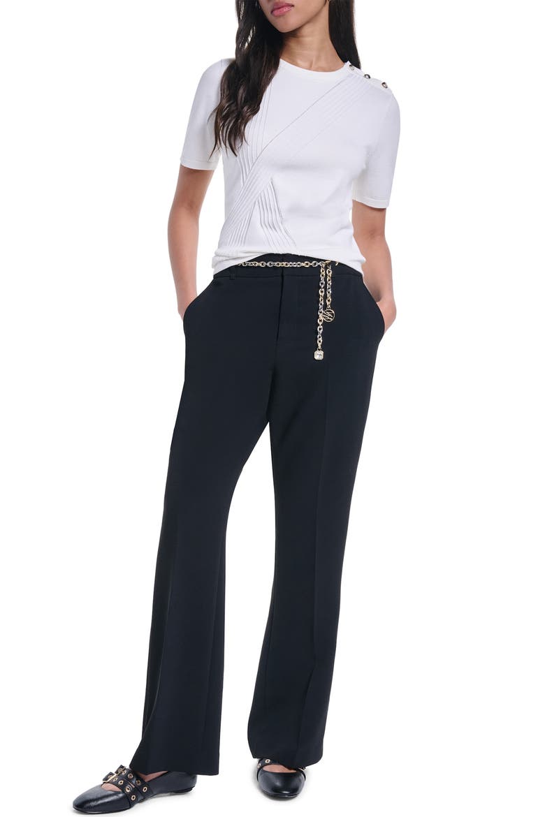 Chain Belt Straight Leg Career Pants, Alternate, color, BLACK