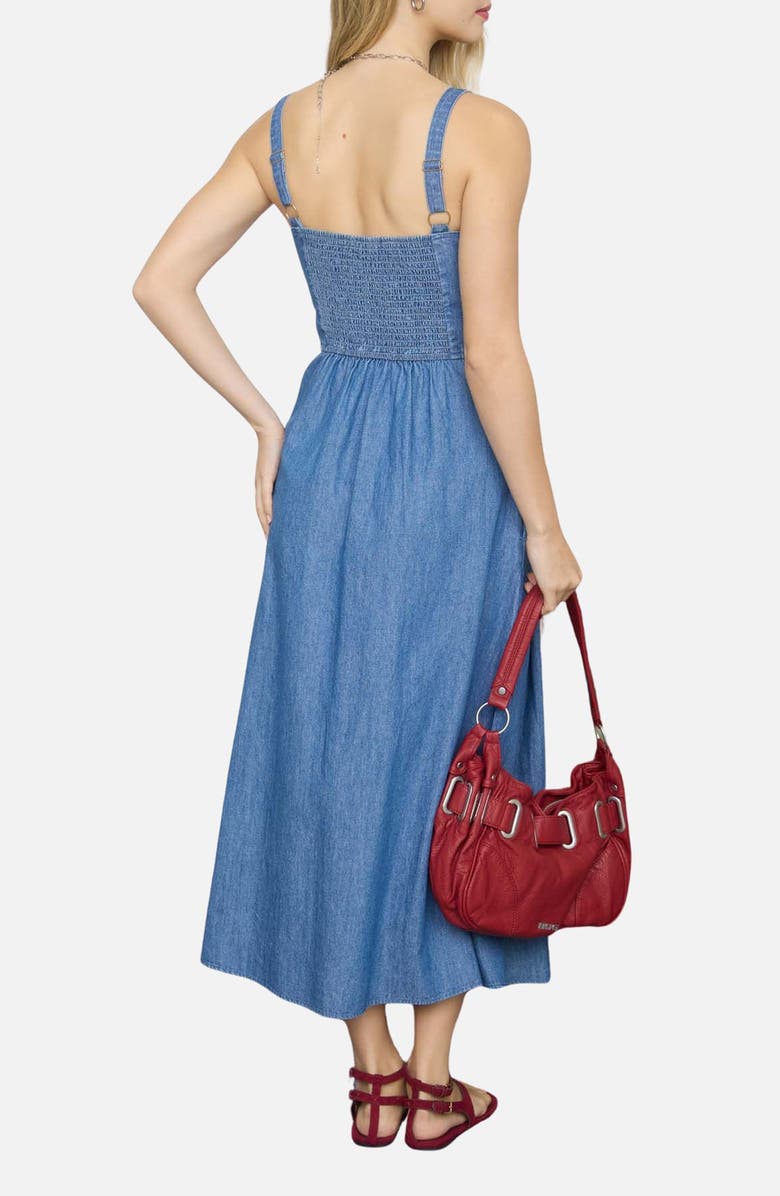 Blu Pepper Button Front Denim Midi Dress, Alternate, color, Light Denim