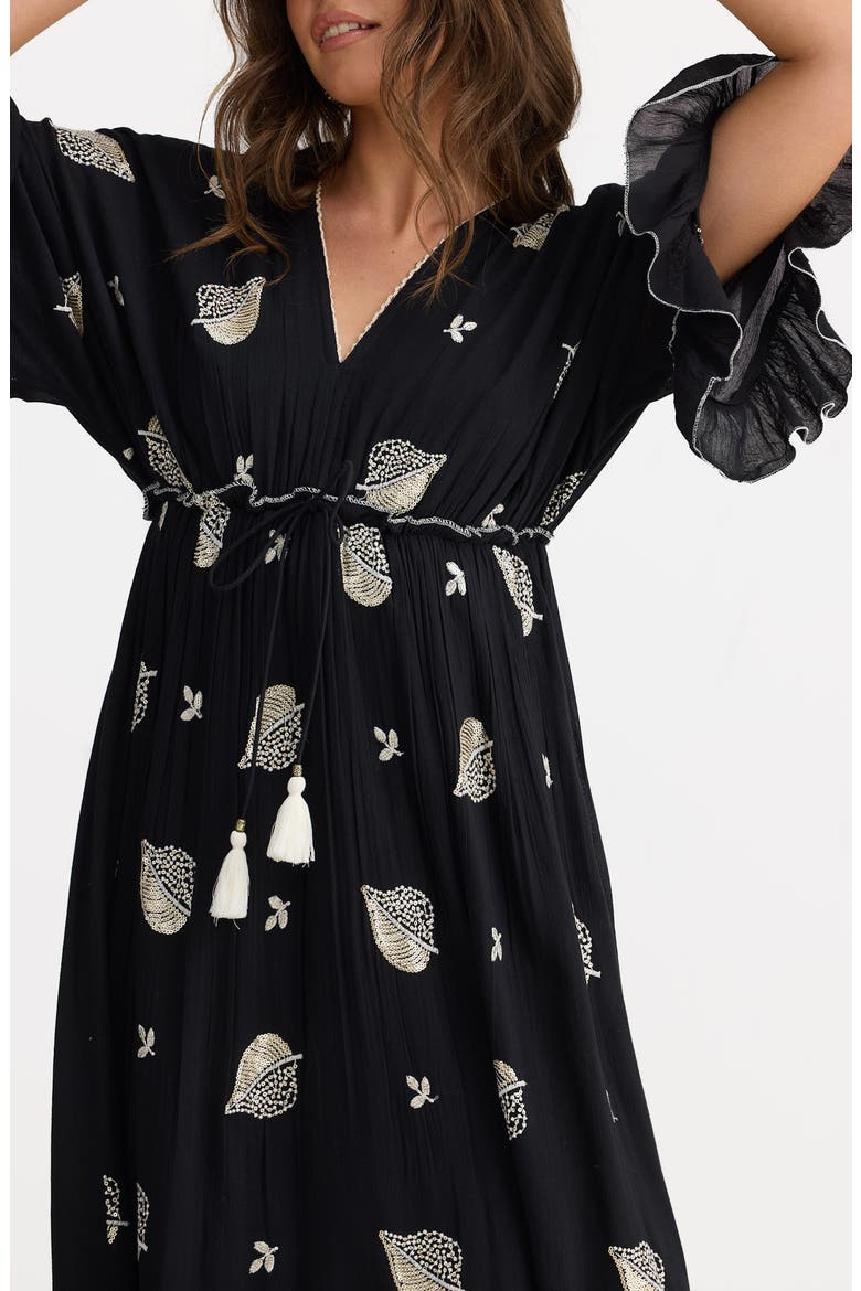 Ebony Embellished Long Sleeve Maxi Dress, Alternate, color, BLACK