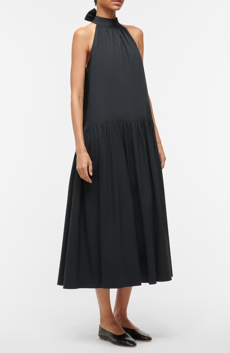 STAUD Stretch Cotton Halter Midi Dress, Alternate, color, 