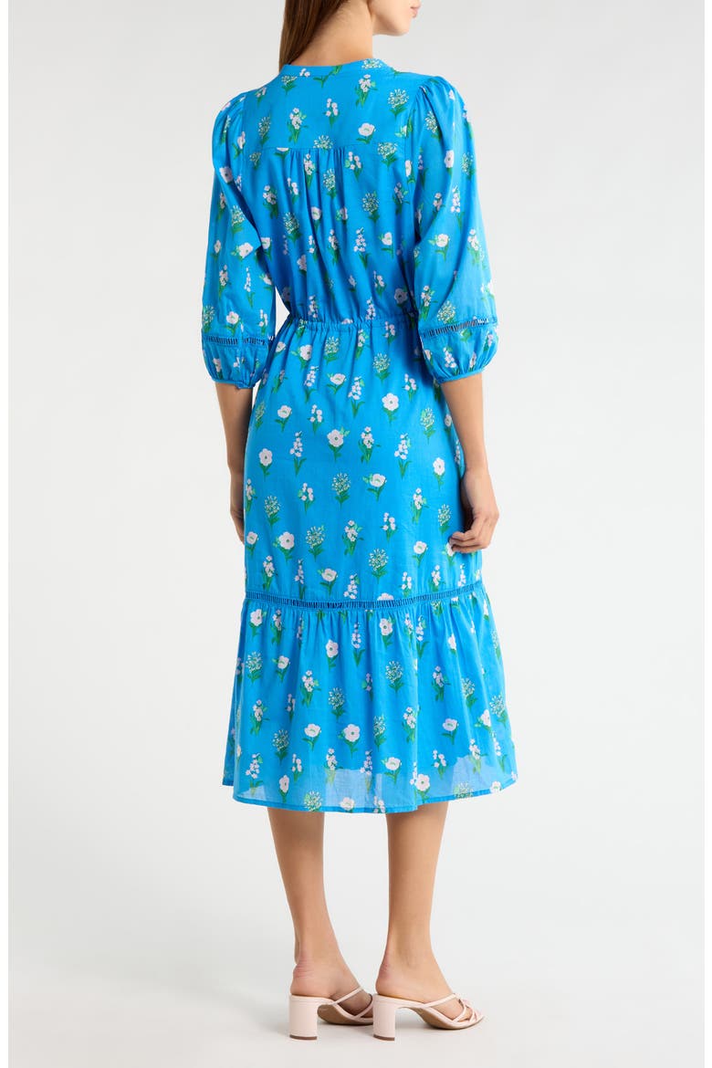 Jazleen Floral Print Midi Dress, Alternate, color, BLUE-WHITE-GREEN