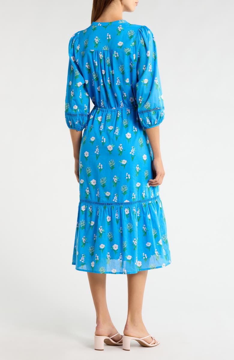 SUGARLIPS Jazleen Floral Print Midi Dress, Alternate, color, Blue-White-Green