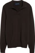 Thom Sweeney Skipper Johnny Collar Virgin Wool Polo