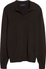 Thom Sweeney Skipper Johnny Collar Virgin Wool Polo