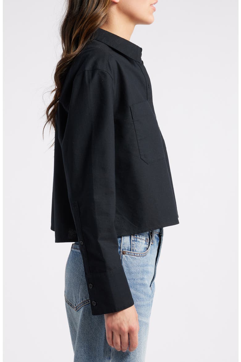 Boxy Oxford Button-Up Shirt, Alternate, color, BLACK