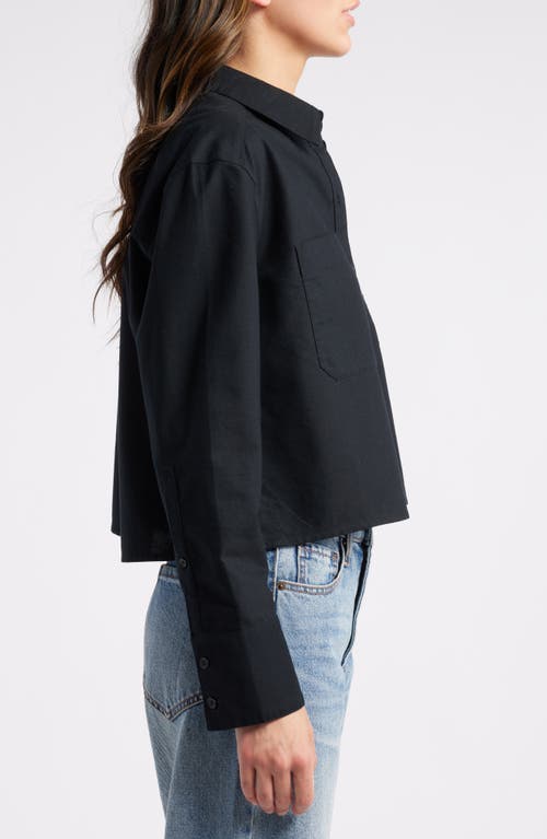 Treasure & Bond Boxy Oxford Button-up Shirt In Black
