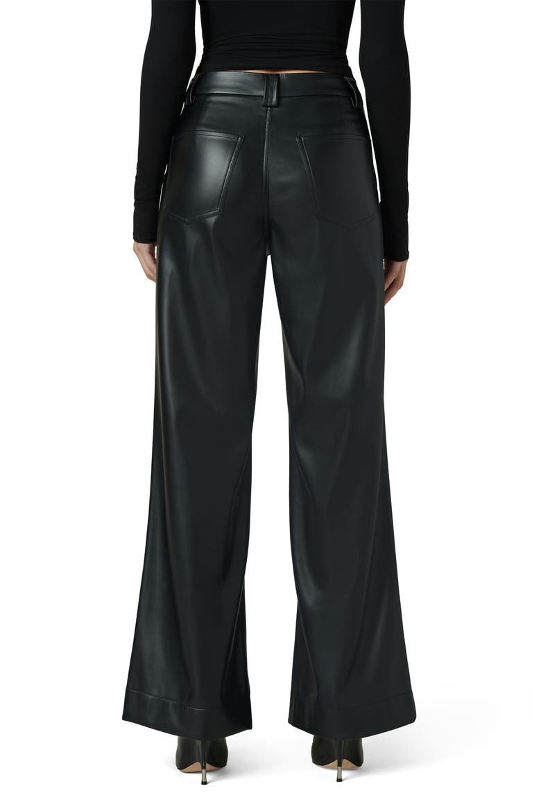 The Mia High Waist Faux Leather Wide Leg Jeans, Alternate, color, BLACK