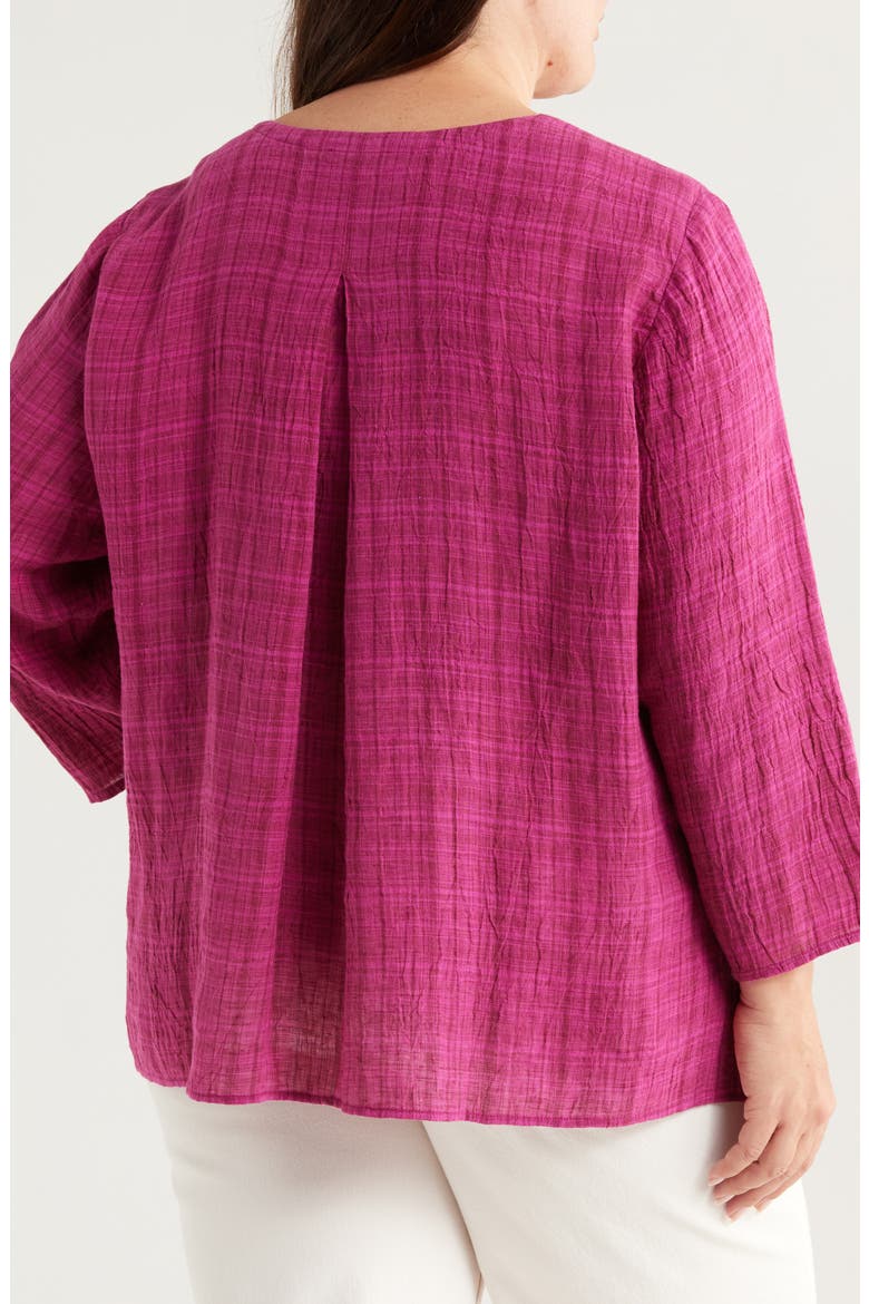 Split Neck Organic Linen Top, Alternate, color, SANGRIA
