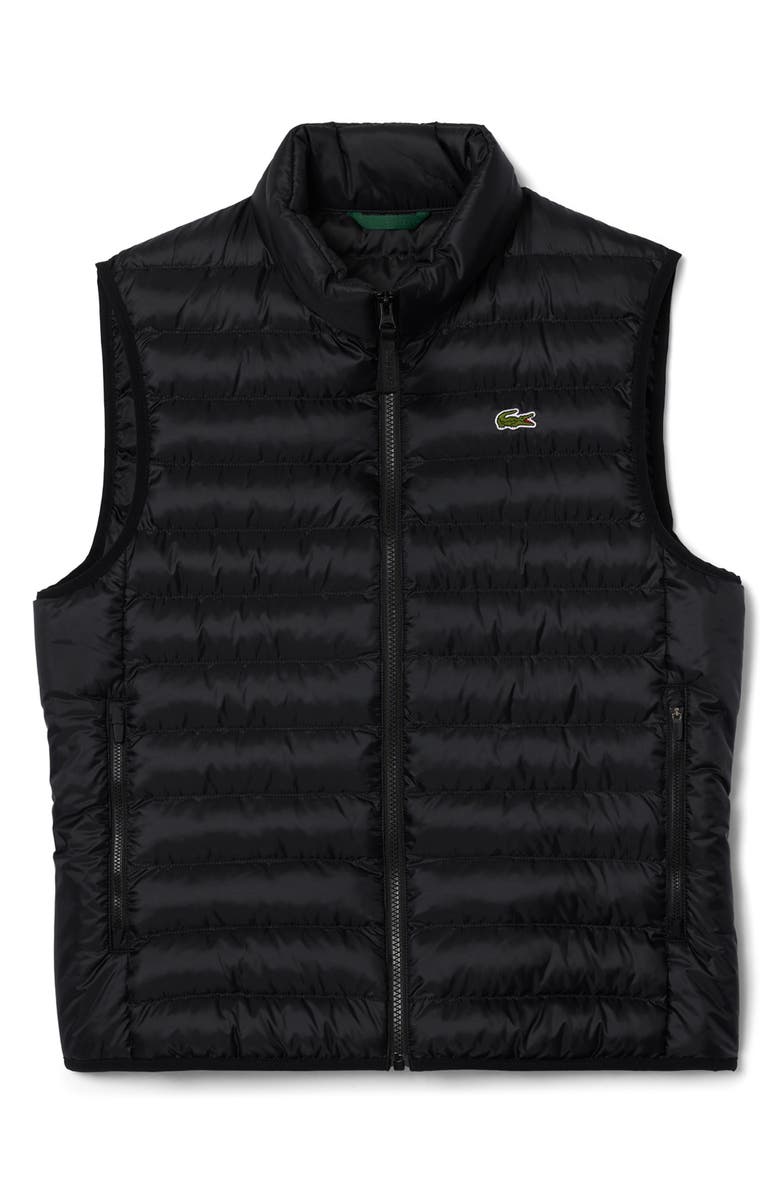 Lacoste Lightweight Water Repellent Puffer Vest, Alternate, color, Black