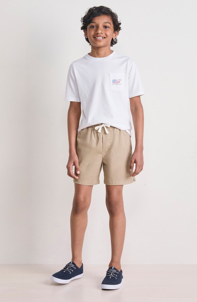vineyard vines Kids' Drawstring Stretch Twill Chino Shorts, Alternate, color, Khaki