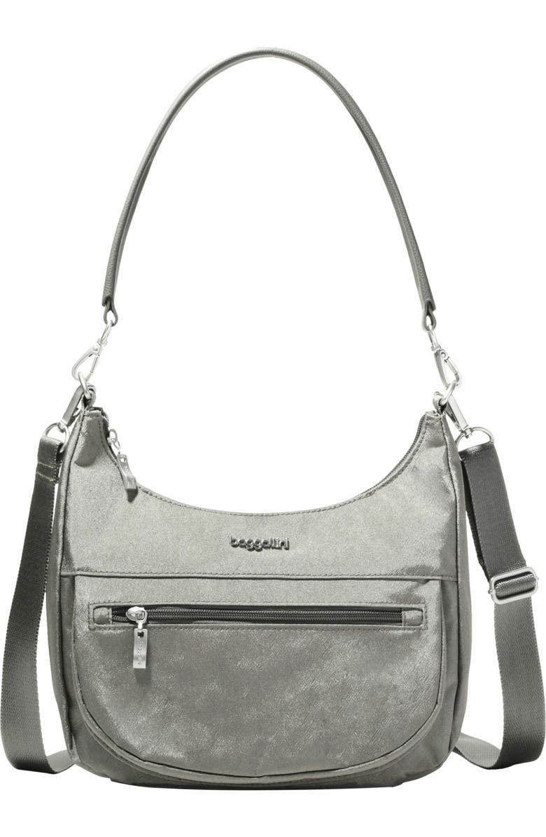 BAGGALLINI Modern Pocket Half Moon Shoulder Bag, Main, color, Sterling Shimmer