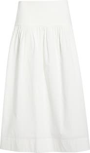 WAYF Mia Stretch Cotton Midi Skirt