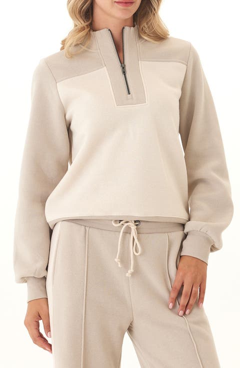 Kianna Triblend Colorblock Fleece Quarter Zip